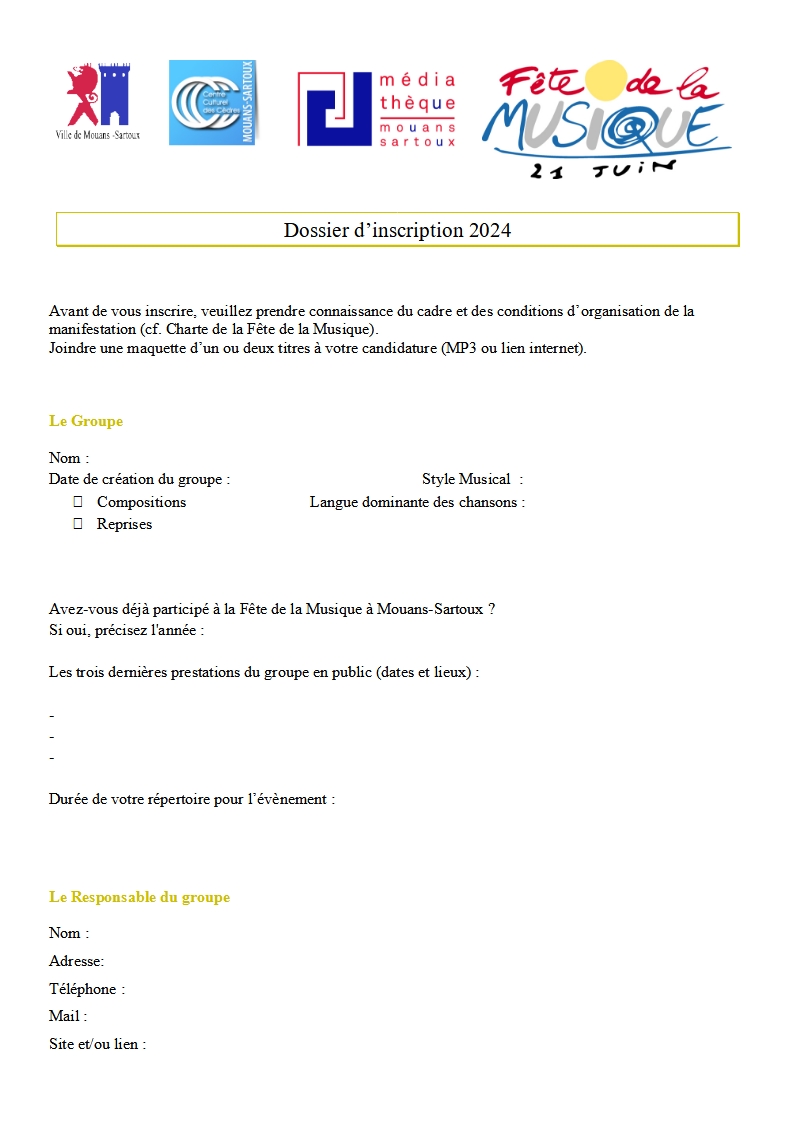 Fiche inscription Fête Musique 2024 Mouans Sartoux