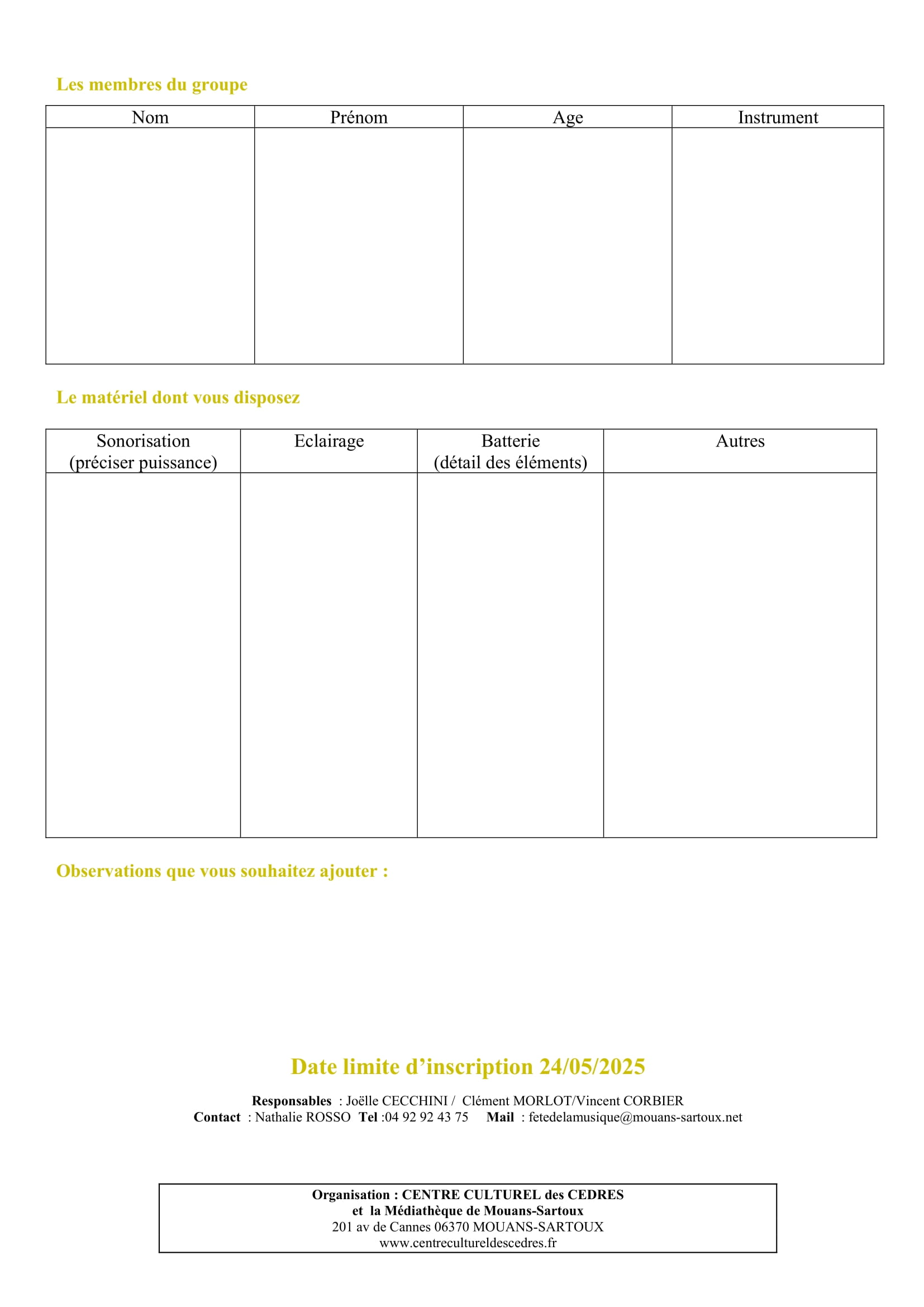 Fiche inscription Fete Musique2025 2