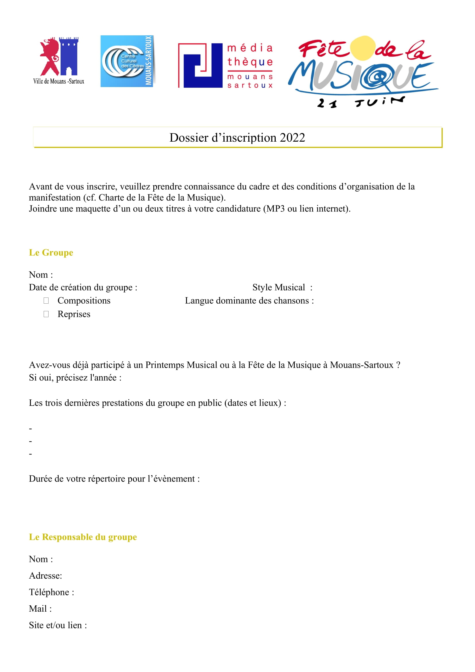 Fiche inscription Fete Musique 2022 Médiathèque Mouans Sartoux