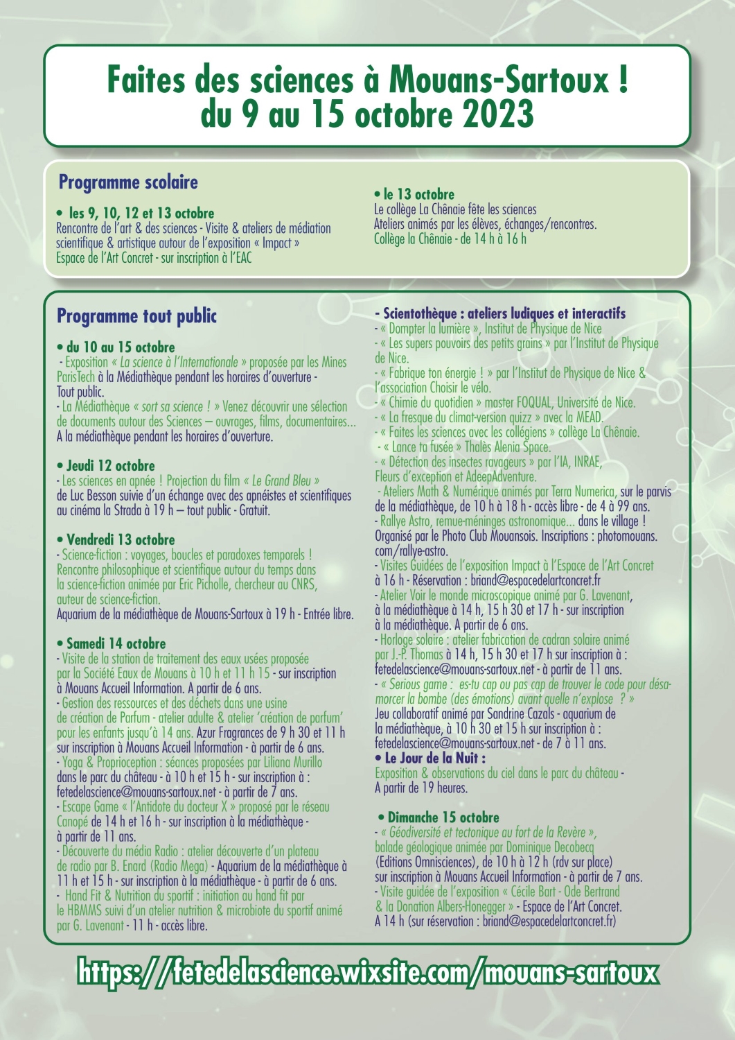 flyer fête des sciences Médiathèque Mouans Sartoux 2023 2