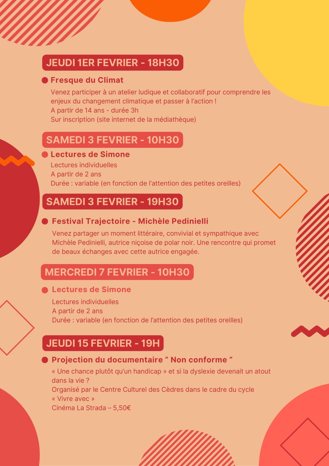 Programme médiathèque février 2
