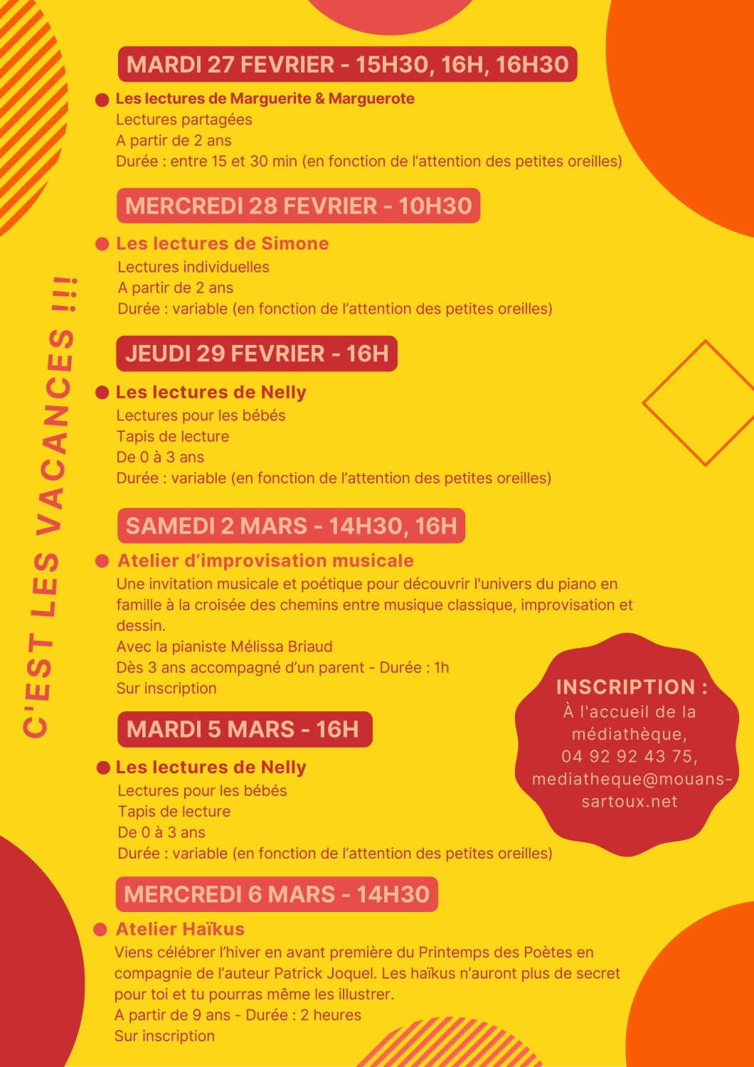 Programme médiathèque février 4