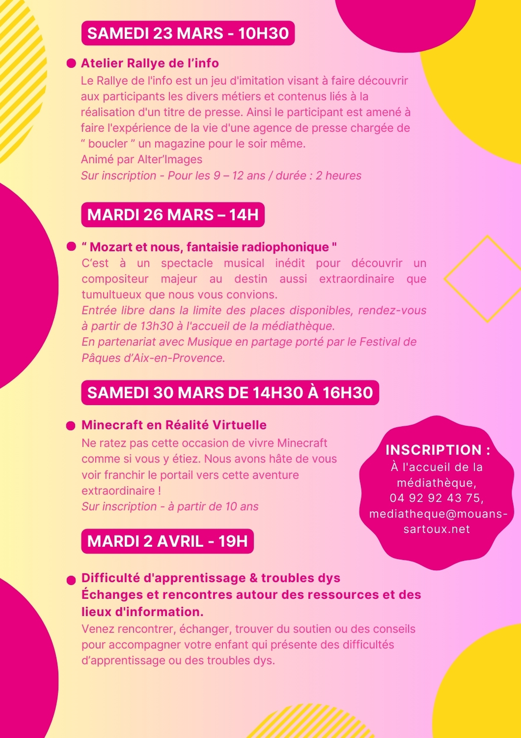 Programme médiathèque mouans Sartoux Mars 2024 4